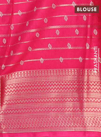 Semi dola saree pink with allover zari weaves & butta prints and zari woven border