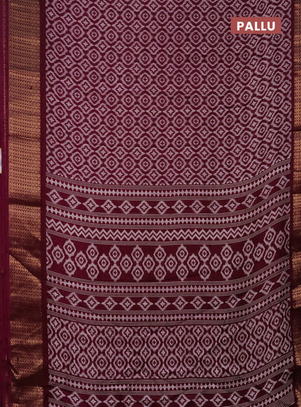 Semi dola saree wine shade with allover prints and zari woven border