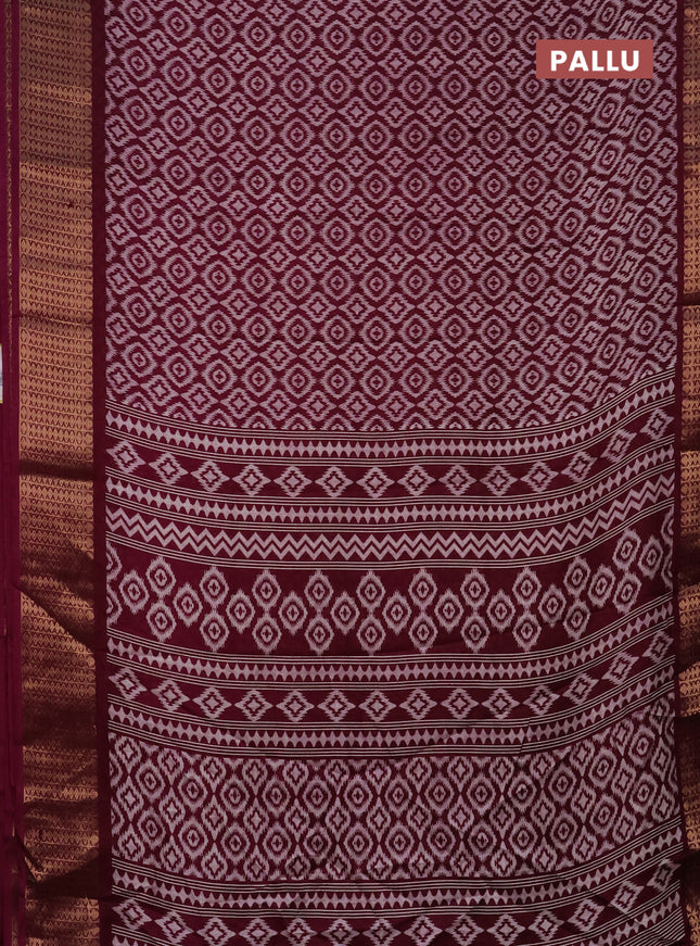 Semi dola saree wine shade with allover prints and zari woven border