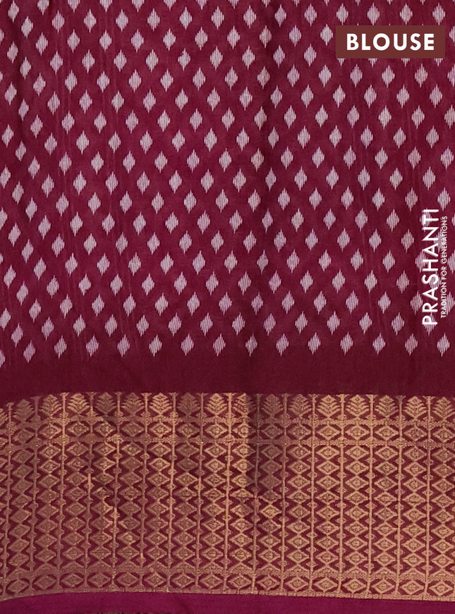 Semi dola saree wine shade with allover prints and zari woven border