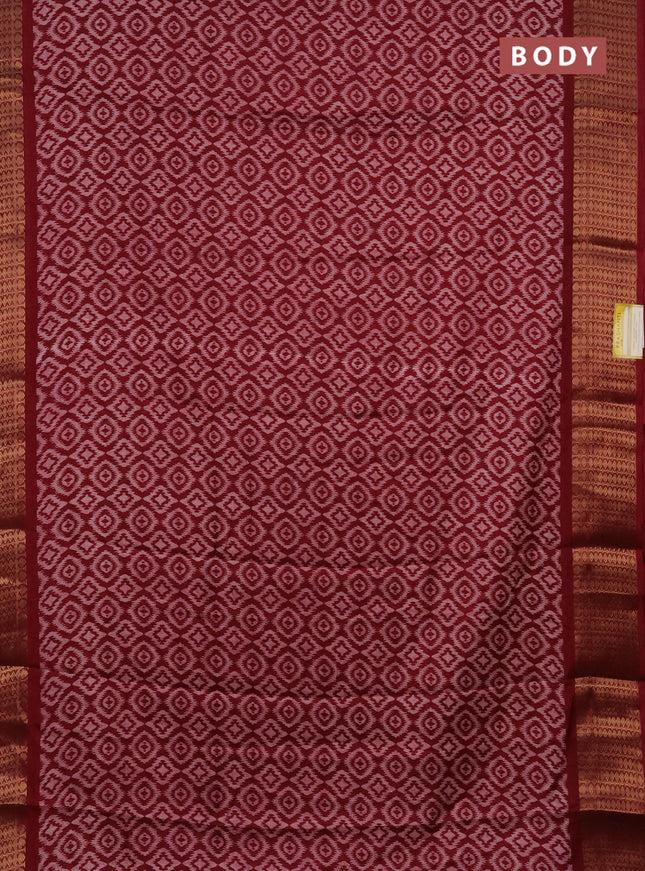 Semi dola saree maroon with allover prints and zari woven border
