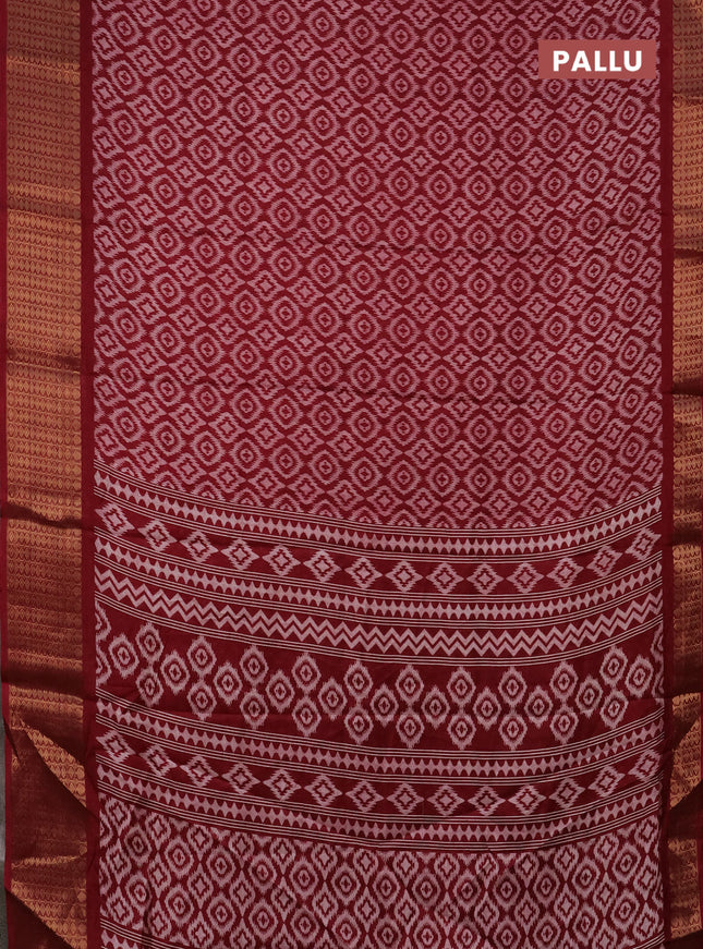 Semi dola saree maroon with allover prints and zari woven border