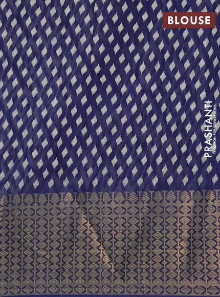 Semi dola saree dark blue with allover prints and zari woven border