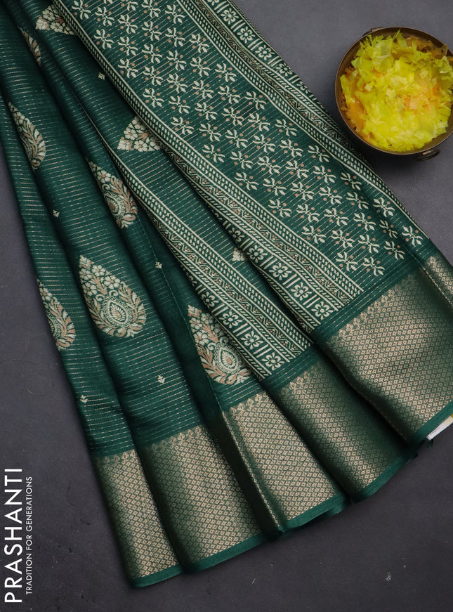 Semi dola saree black with allover prints and zari woven border