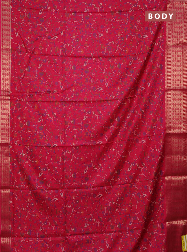 Semi dola saree pink with allover prints and zari woven border