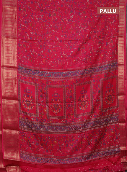 Semi dola saree pink with allover prints and zari woven border