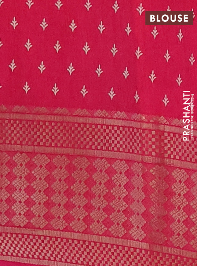 Semi dola saree pink with allover prints and zari woven border