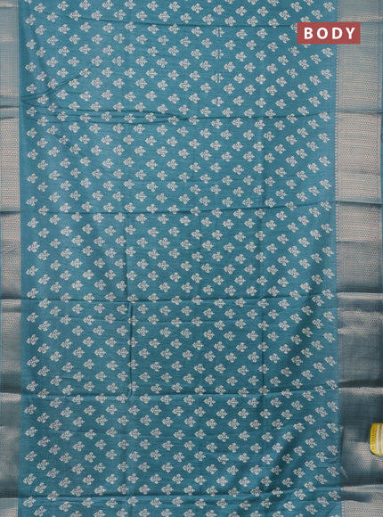 Semi dola saree teal green shade with butta prints and zari woven border