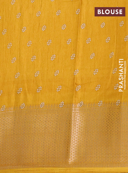 Semi dola saree mustard yellow with butta prints and zari woven border