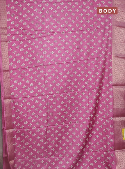 Semi dola saree pink shade with butta prints and zari woven border