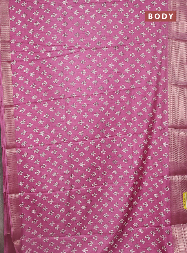 Semi dola saree pink shade with butta prints and zari woven border