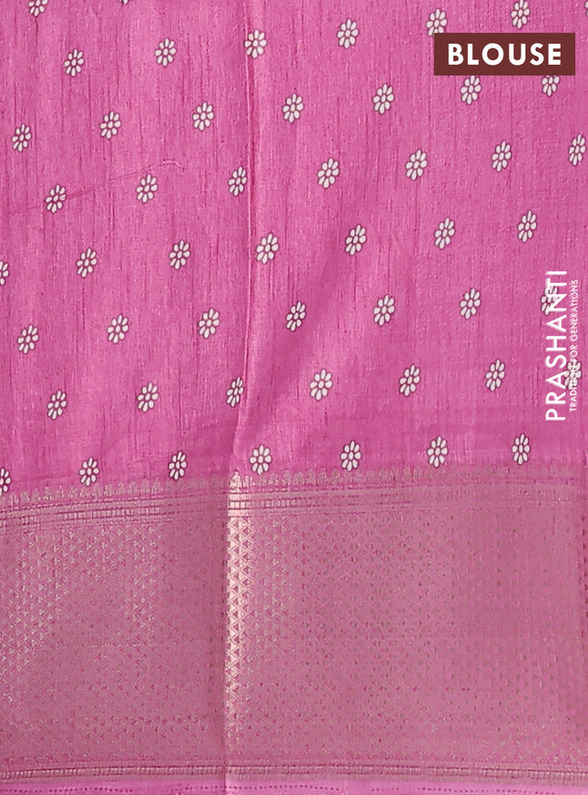 Semi dola saree pink shade with butta prints and zari woven border