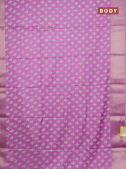 Semi dola saree pastel lavender with butta prints and zari woven border