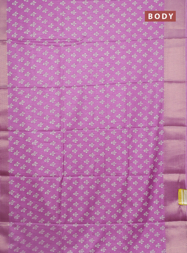 Semi dola saree pastel lavender with butta prints and zari woven border