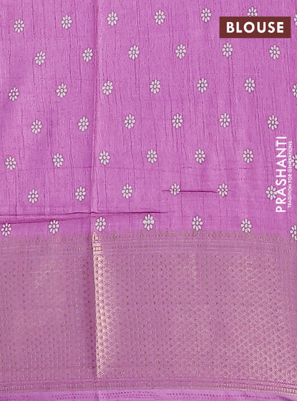 Semi dola saree pastel lavender with butta prints and zari woven border