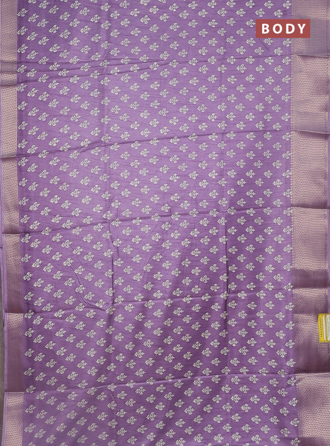 Semi dola saree pastel lavender with butta prints and zari woven border