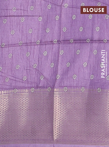 Semi dola saree pastel lavender with butta prints and zari woven border