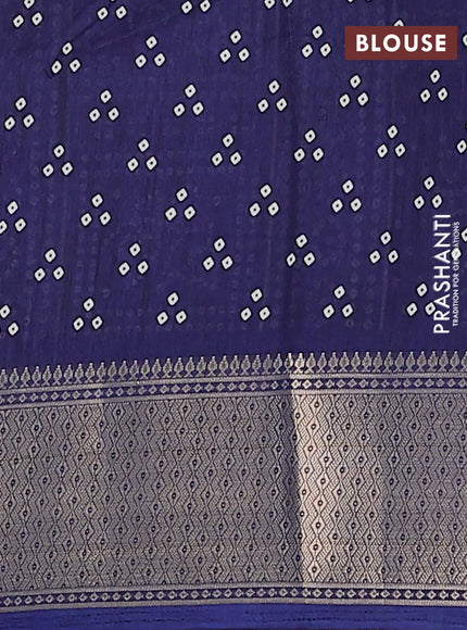 Semi dola saree navy blue with bandhani butta prints and zari woven border