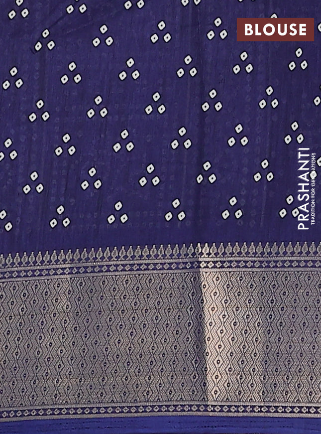 Semi dola saree navy blue with bandhani butta prints and zari woven border