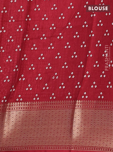 Semi dola saree maroon with bandhani butta prints and zari woven border