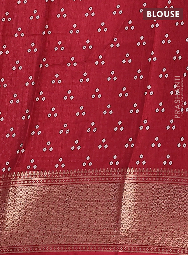 Semi dola saree maroon with bandhani butta prints and zari woven border