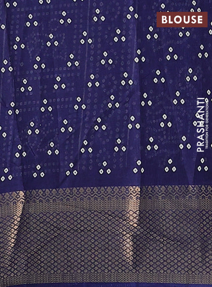 Semi dola saree navy blue with bandhani butta prints and zari woven border