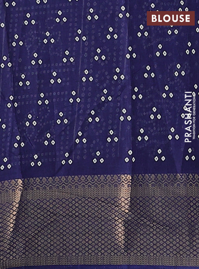 Semi dola saree navy blue with bandhani butta prints and zari woven border