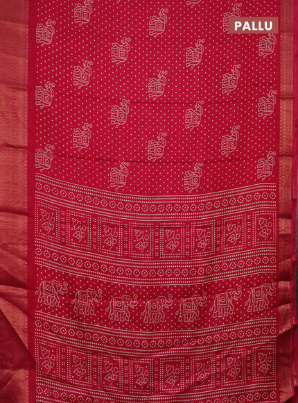 Semi dola saree pink with bandhani butta prints and zari woven border