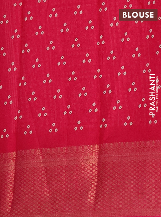 Semi dola saree pink with bandhani butta prints and zari woven border