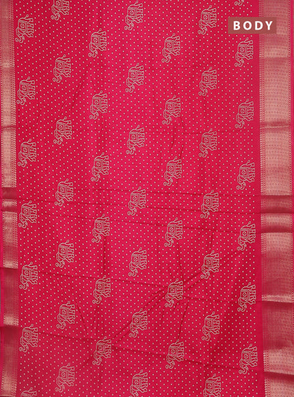 Semi dola saree pink with bandhani butta prints and zari woven border