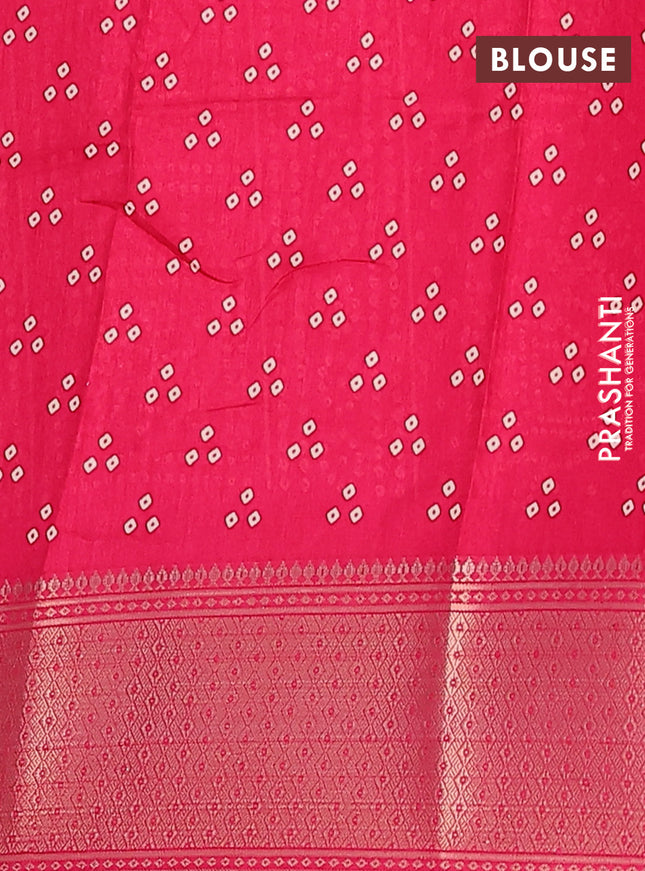 Semi dola saree pink with bandhani butta prints and zari woven border