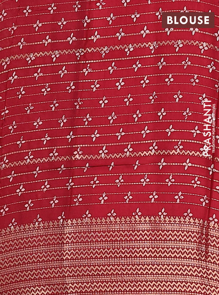 Semi dola saree maroon with allover zari stripes & prints and zari woven border