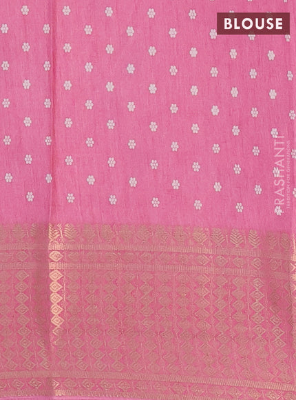 Semi dola saree peach pink with allover prints and zari woven border