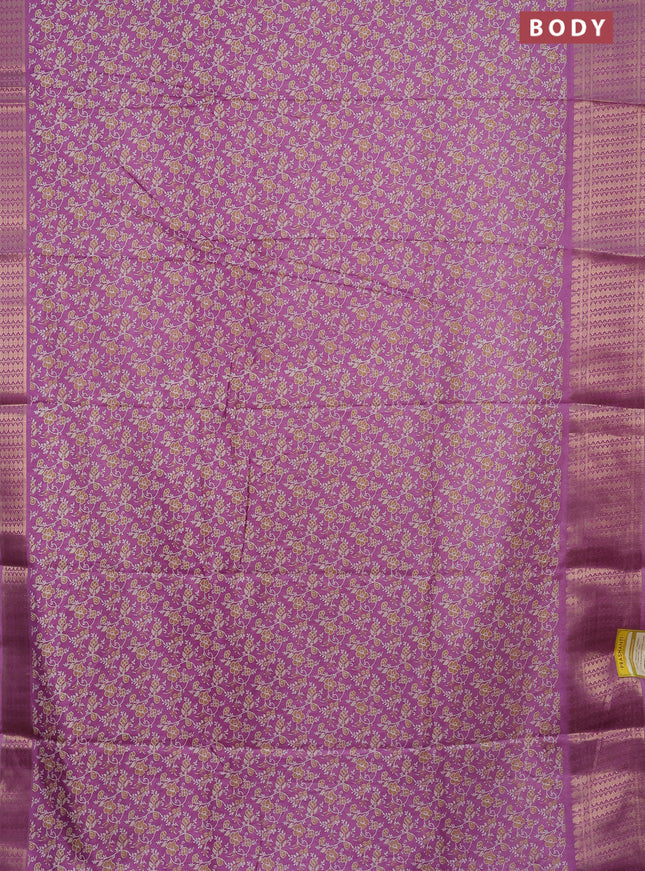 Semi dola saree lavender with allover prints and zari woven border