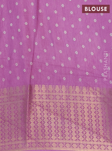 Semi dola saree lavender with allover prints and zari woven border