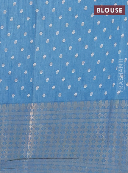 Semi dola saree pastel blue with allover prints and zari woven border