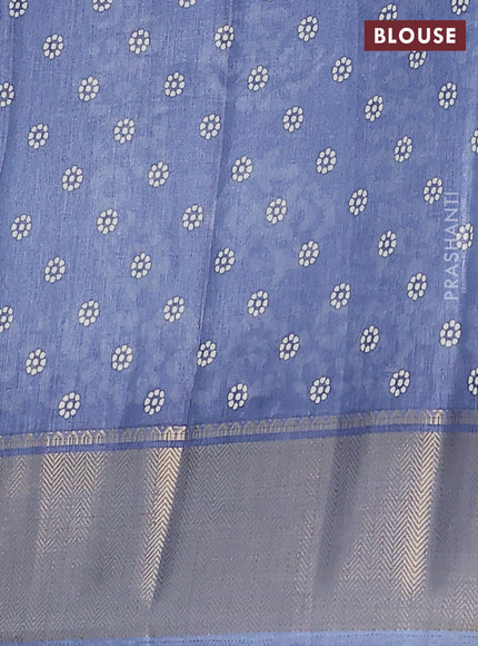 Semi dola saree grey with batik butta prints and zari woven border