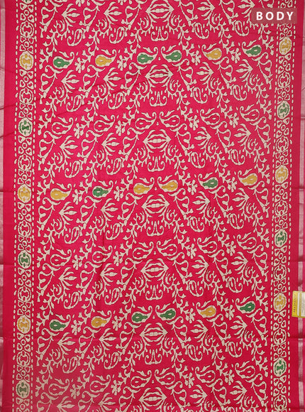 Semi dola saree pink with allover batik prints and zari woven border
