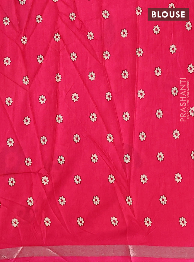 Semi dola saree pink with allover batik prints and zari woven border