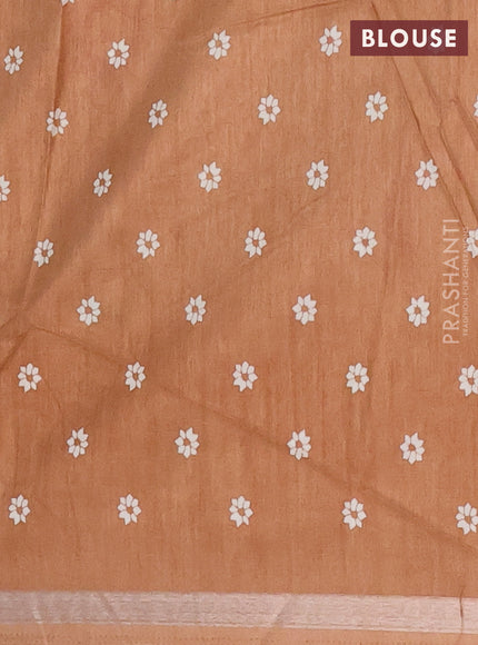 Semi dola saree pastel brown with allover batik prints and zari woven border