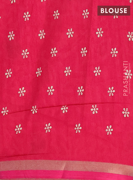 Semi dola saree pink with allover batik prints and zari woven border