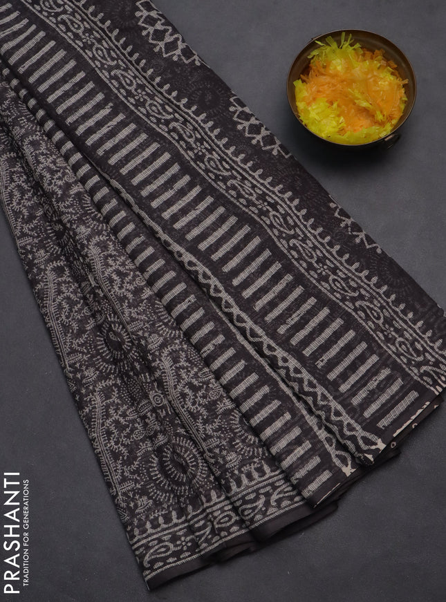 Kota doria saree grey with allover warli prints and printed border