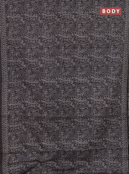 Kota doria saree grey with allover warli prints and printed border