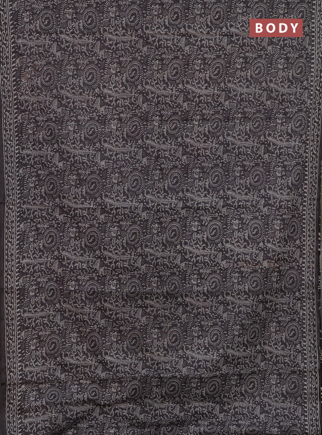 Kota doria saree grey with allover warli prints and printed border