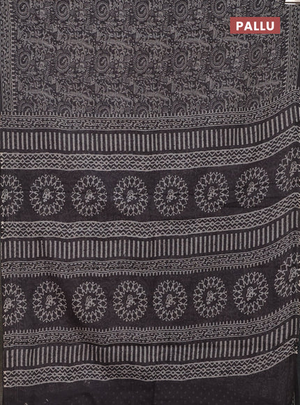 Kota doria saree grey with allover warli prints and printed border