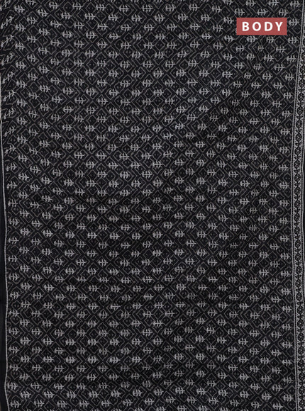 Kota doria saree black and off white with allover dabu prints and printed border