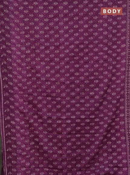 Kota doria saree purple with allover dabu prints and printed border