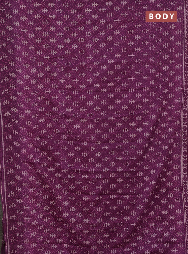Kota doria saree purple with allover dabu prints and printed border