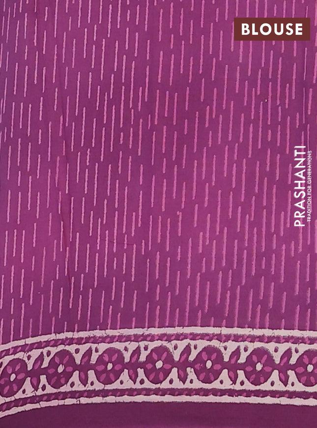 Kota doria saree purple with allover dabu prints and printed border
