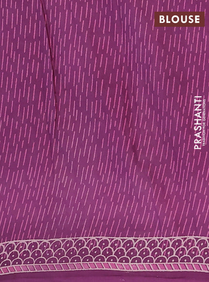 Kota doria saree purple and cream with allover dabu prints and printed border